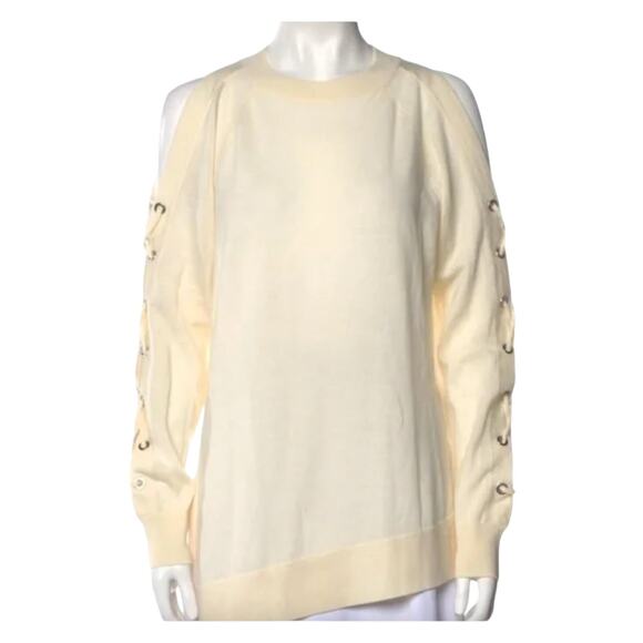 All Saints Merino Wool Long Sleeve Cut Out Cold Shoulder Top Size Small - Picture 2 of 7